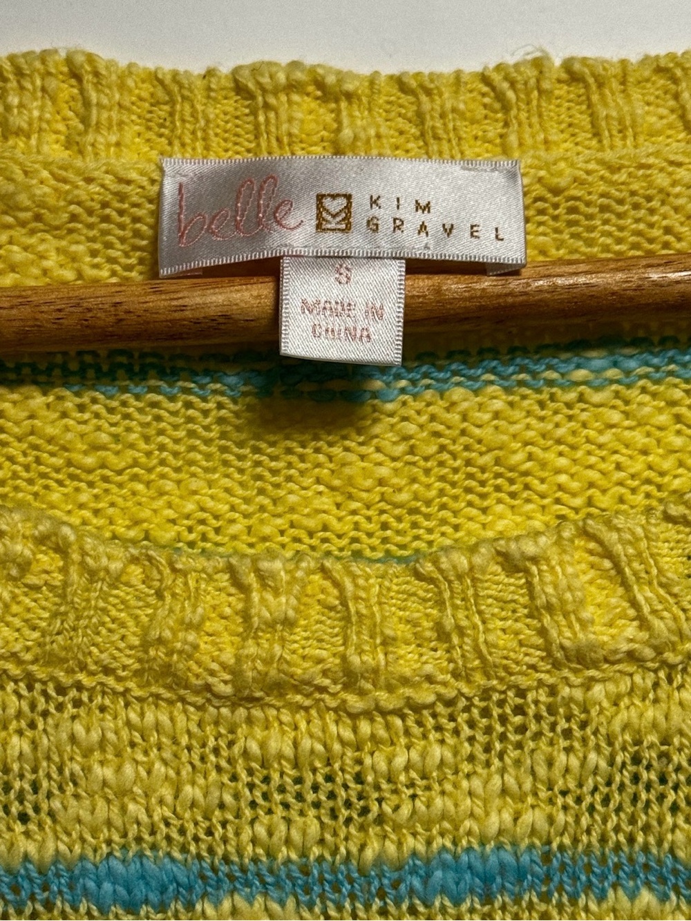 Belle by Kim Gravel, Yacht Striped Slub Sweater Anchor Lemon, Size S A721080 - Picture 4 of 4